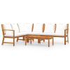 5 Piece Patio Lounge Set with Cushion Cream Solid Acacia Wood