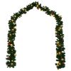 Christmas Garland Decorated with Baubles and LED Lights 16 ft