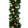 Christmas Garland Decorated with Baubles and LED Lights 16 ft