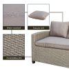 Patio Outdoor Furniture PE Rattan Wicker Conversation Set All-Weather Sectional Sofa Set with Table & Soft Cushions (Brown)