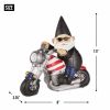 Biker Gnome Solar Garden Statue