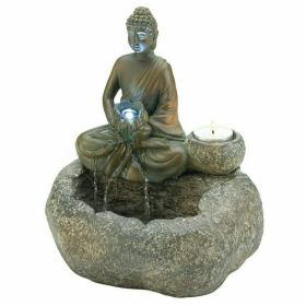 Light-Up Buddha Fountain with Candle Holder