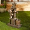 Kids with Water Pump Solar Garden Fountain