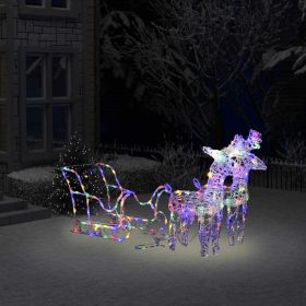 Reindeers & Sleigh Christmas Decoration 160 LEDs 51.2" Acrylic (Color: Multicolour)