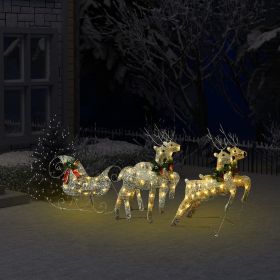 Reindeer & Sleigh Christmas Decoration 100 LEDs Outdoor Gold (Color: Gold)