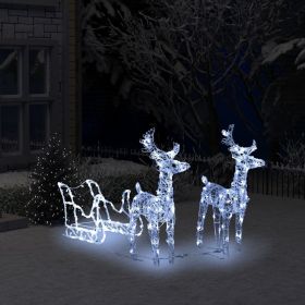 Reindeers & Sleigh Christmas Decoration 160 LEDs 51.2" Acrylic (Color: White)